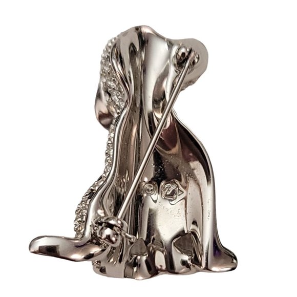 Swarovski Silver Tone Black, Clear Crystal Dalmatian Puppy Dog Brooch Pin K859 - Picture 5 of 9